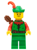 LEGO cas571 Forestman - Red, Green Hat, Red Feather, Quiver, Moustache