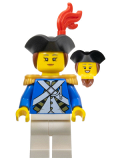 LEGO pi194 Imperial Soldier IV - Officer, Female, Black Tricorne, Reddish Brown Hair, Red Plume, Pearl Gold Epaulettes